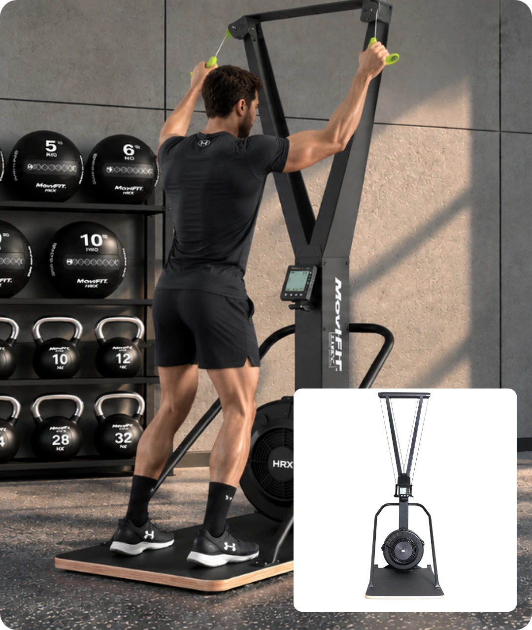 Air Ski Pro para entrenamiento híbrido profesional, 10 niveles resistencia por aire SkiErg